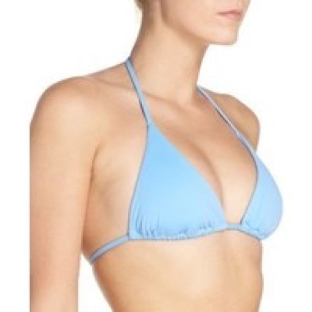 BECCA blue triangle bikini top medium new no tags
